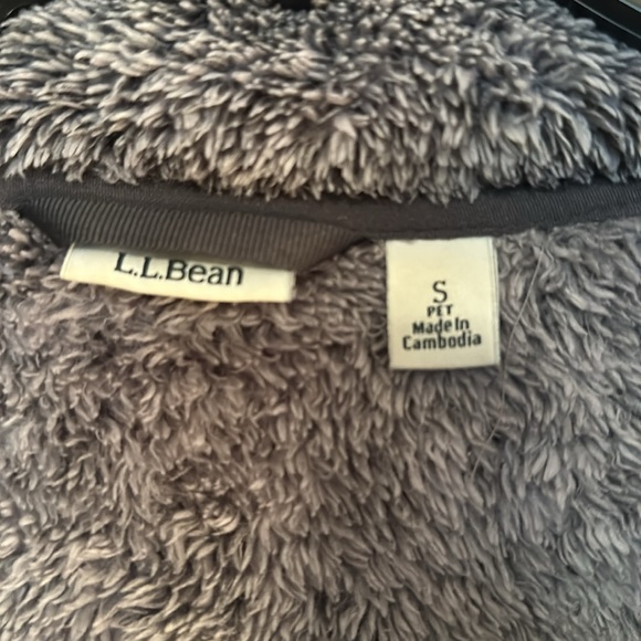 LL Bean Women Jacket Zip Front Coat Gray Hi Pile Fleece Sherpa, SPetite - Picture 4 of 4
